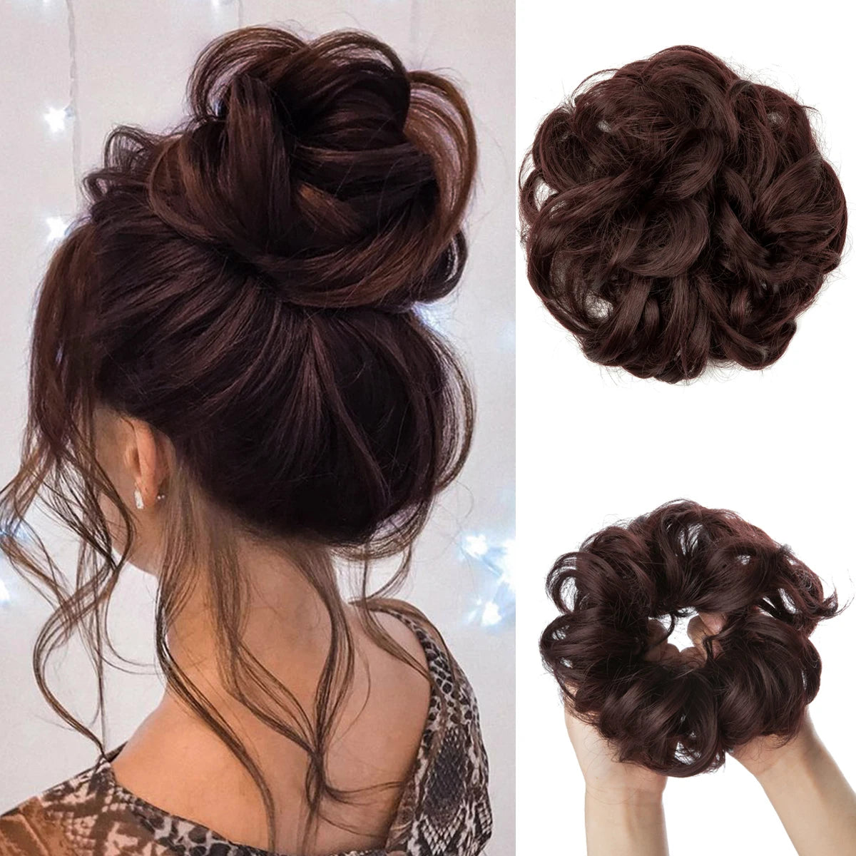 Wholesale Synthetic Hair Bun Extensions Messy Curly Elastic Hair Scrunchies Hairpieces Synthetic Chignon Donut Updo Hair Pieces