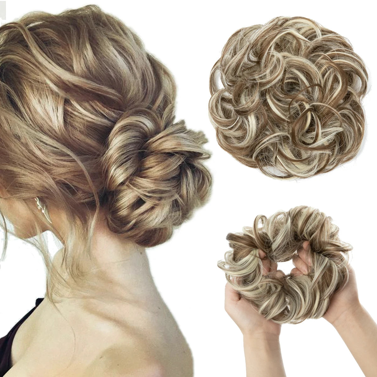 Wholesale Synthetic Hair Bun Extensions Messy Curly Elastic Hair Scrunchies Hairpieces Synthetic Chignon Donut Updo Hair Pieces