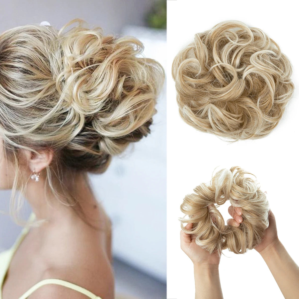 Wholesale Synthetic Hair Bun Extensions Messy Curly Elastic Hair Scrunchies Hairpieces Synthetic Chignon Donut Updo Hair Pieces