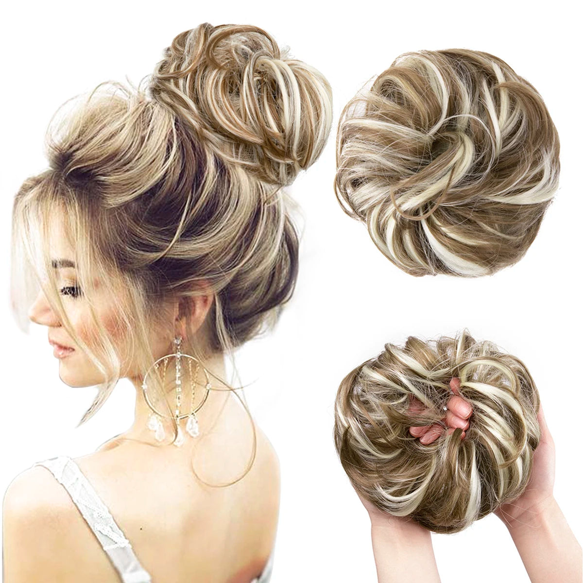 Wholesale Synthetic Hair Bun Extensions Messy Curly Elastic Hair Scrunchies Hairpieces Synthetic Chignon Donut Updo Hair Pieces
