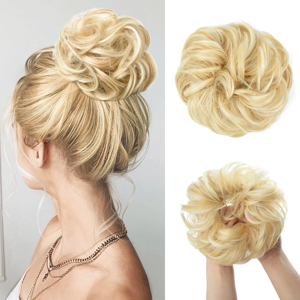 Wholesale Synthetic Hair Bun Extensions Messy Curly Elastic Hair Scrunchies Hairpieces Synthetic Chignon Donut Updo Hair Pieces