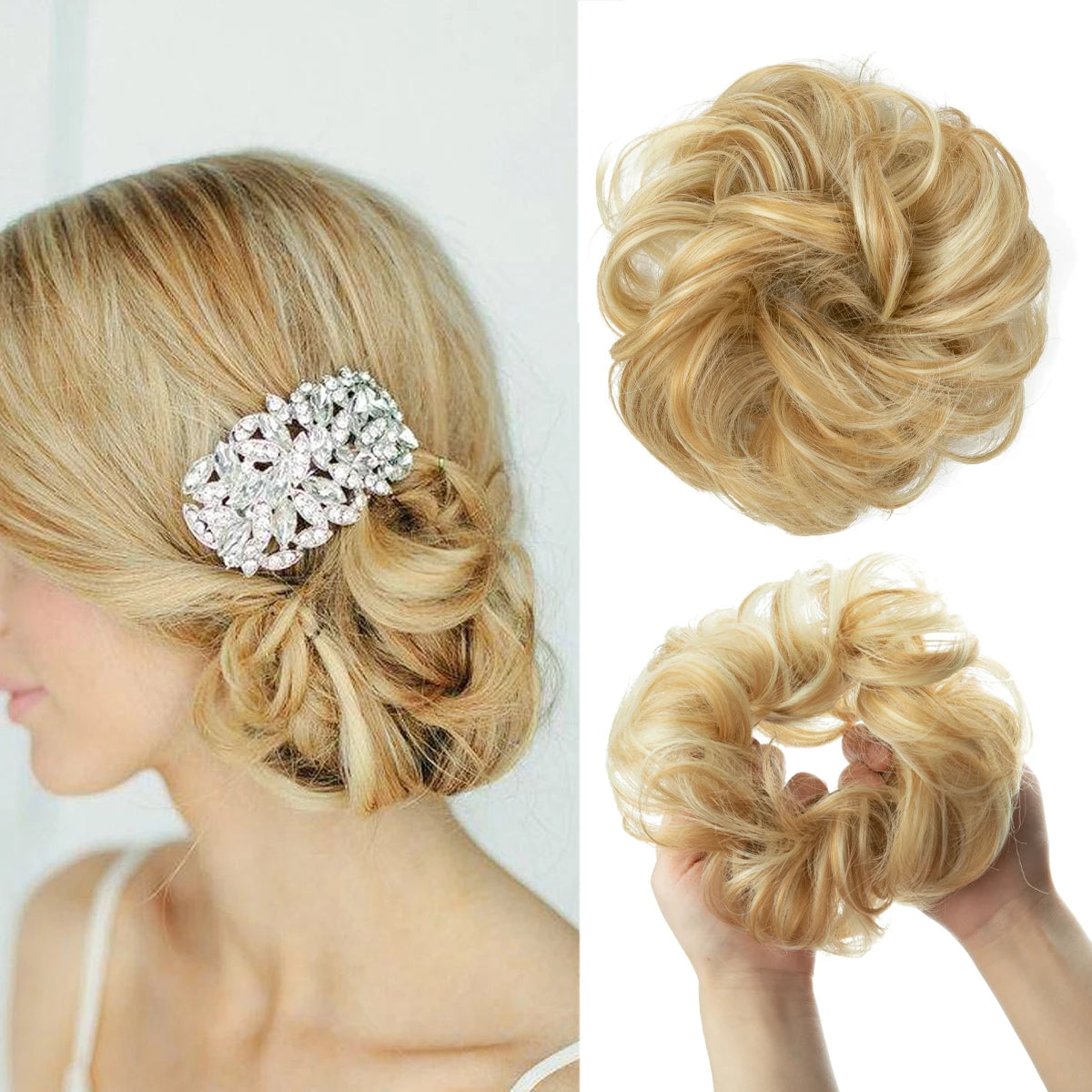 Wholesale Synthetic Hair Bun Extensions Messy Curly Elastic Hair Scrunchies Hairpieces Synthetic Chignon Donut Updo Hair Pieces