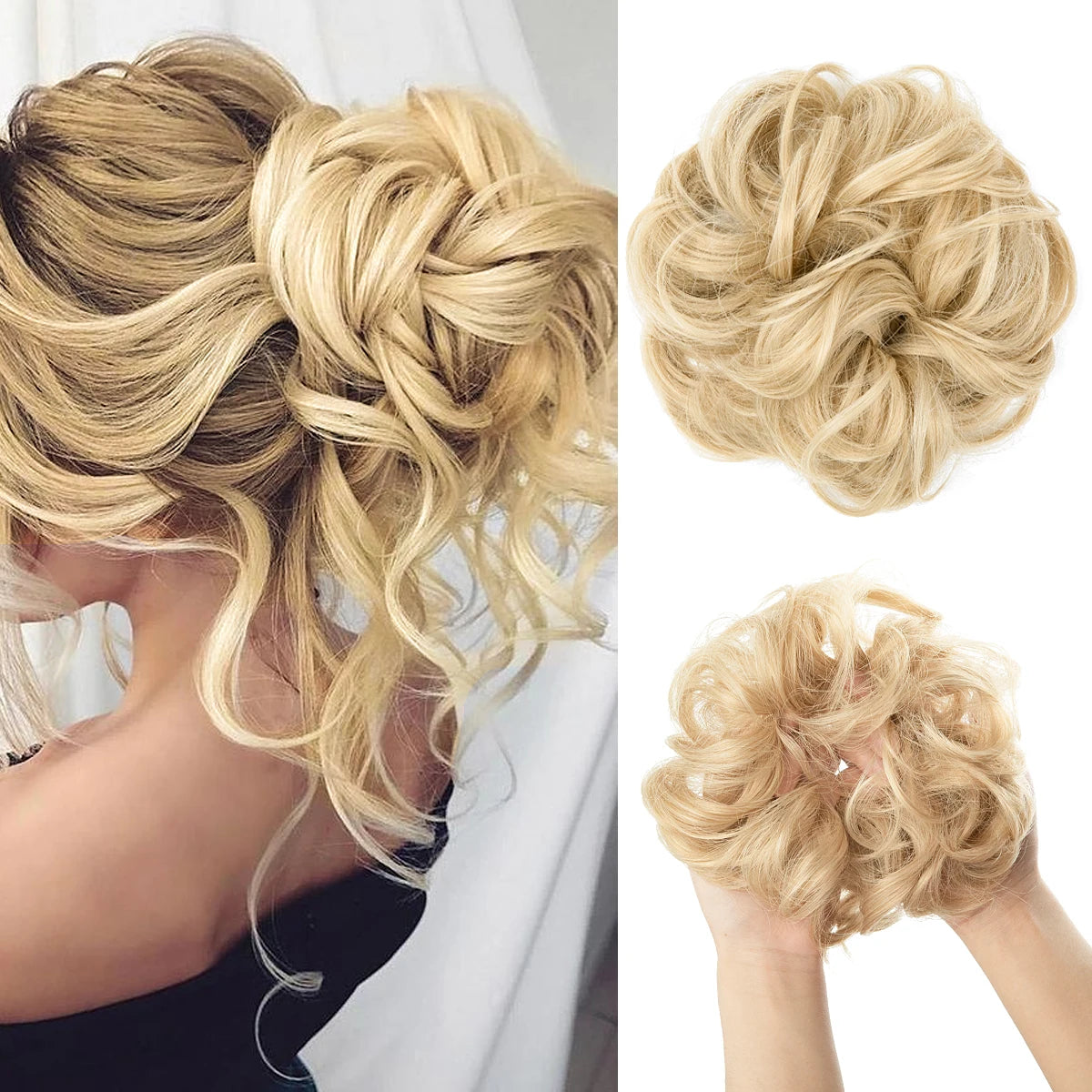 Wholesale Synthetic Hair Bun Extensions Messy Curly Elastic Hair Scrunchies Hairpieces Synthetic Chignon Donut Updo Hair Pieces