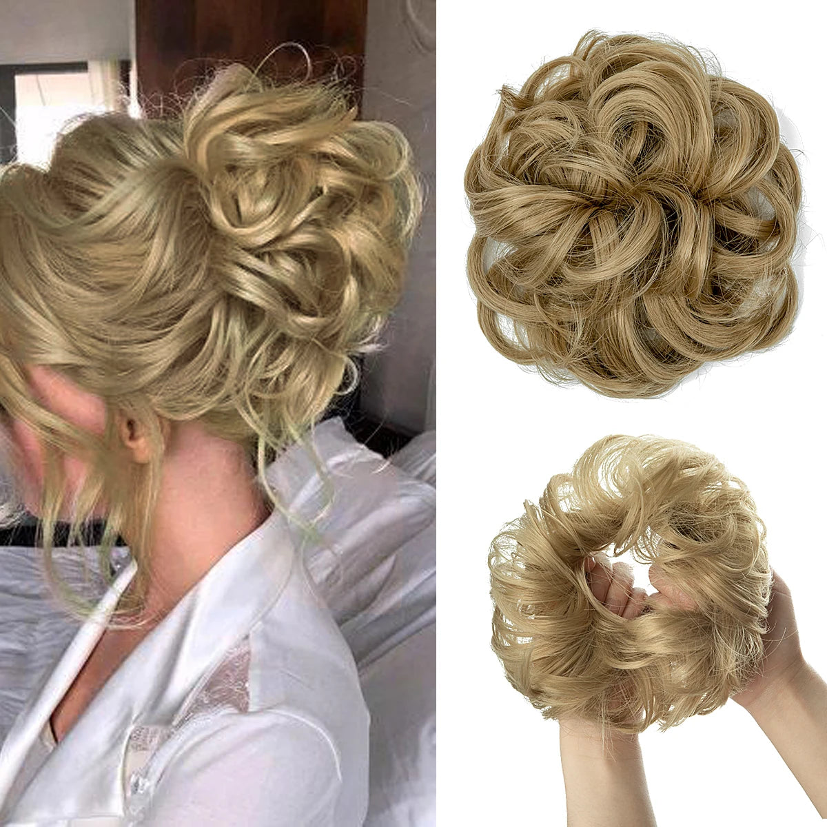 Wholesale Synthetic Hair Bun Extensions Messy Curly Elastic Hair Scrunchies Hairpieces Synthetic Chignon Donut Updo Hair Pieces