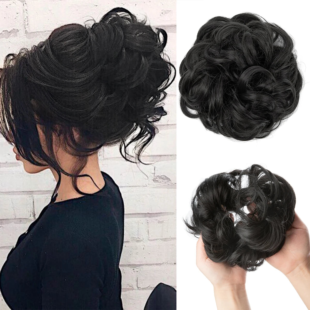 Wholesale Synthetic Hair Bun Extensions Messy Curly Elastic Hair Scrunchies Hairpieces Synthetic Chignon Donut Updo Hair Pieces