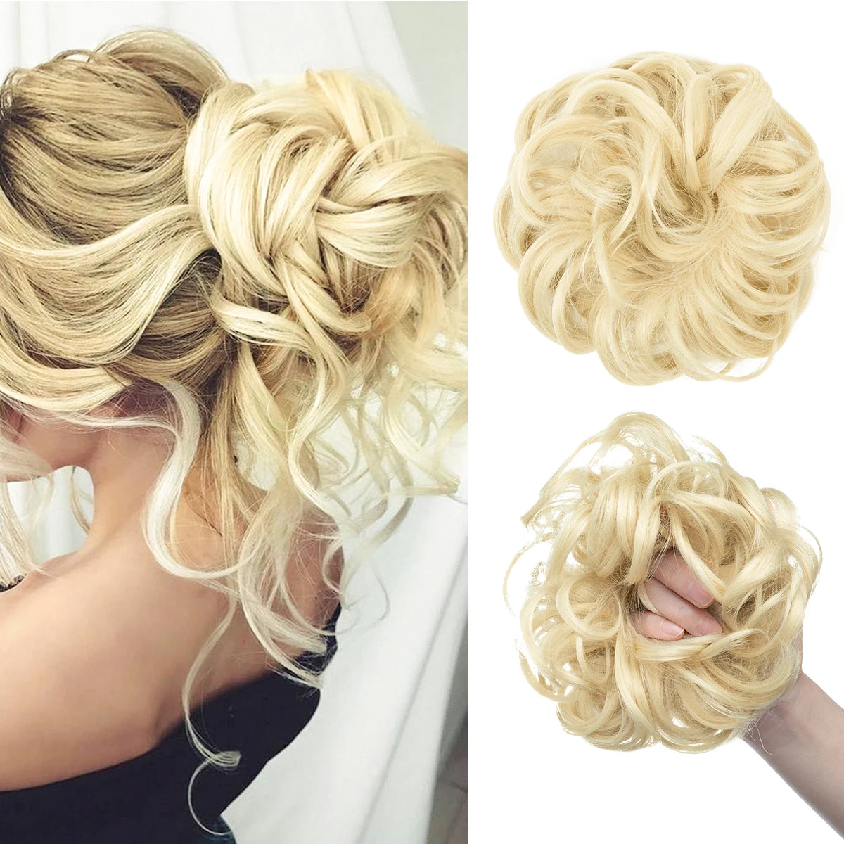 Wholesale Synthetic Hair Bun Extensions Messy Curly Elastic Hair Scrunchies Hairpieces Synthetic Chignon Donut Updo Hair Pieces