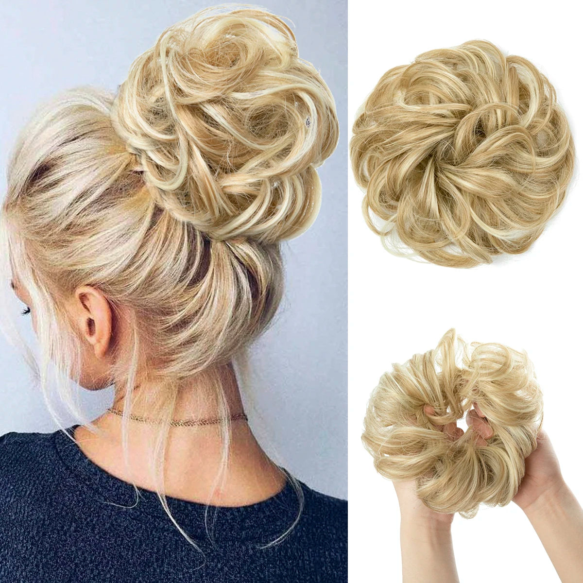 Wholesale Synthetic Hair Bun Extensions Messy Curly Elastic Hair Scrunchies Hairpieces Synthetic Chignon Donut Updo Hair Pieces