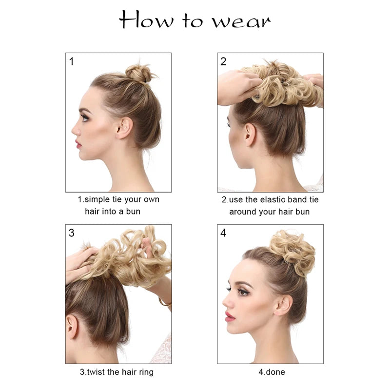 Wholesale Synthetic Hair Bun Extensions Messy Curly Elastic Hair Scrunchies Hairpieces Synthetic Chignon Donut Updo Hair Pieces