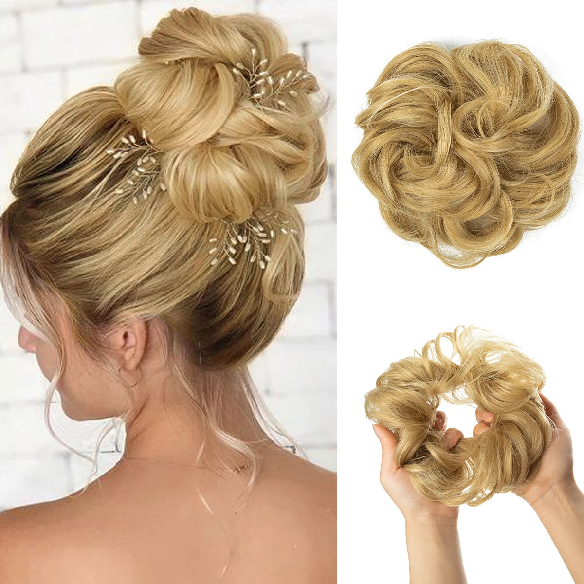 Wholesale Synthetic Hair Bun Extensions Messy Curly Elastic Hair Scrunchies Hairpieces Synthetic Chignon Donut Updo Hair Pieces