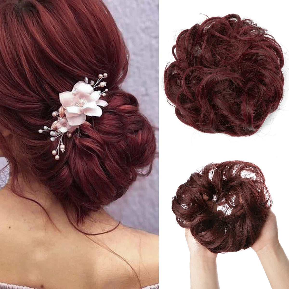 Wholesale Synthetic Hair Bun Extensions Messy Curly Elastic Hair Scrunchies Hairpieces Synthetic Chignon Donut Updo Hair Pieces