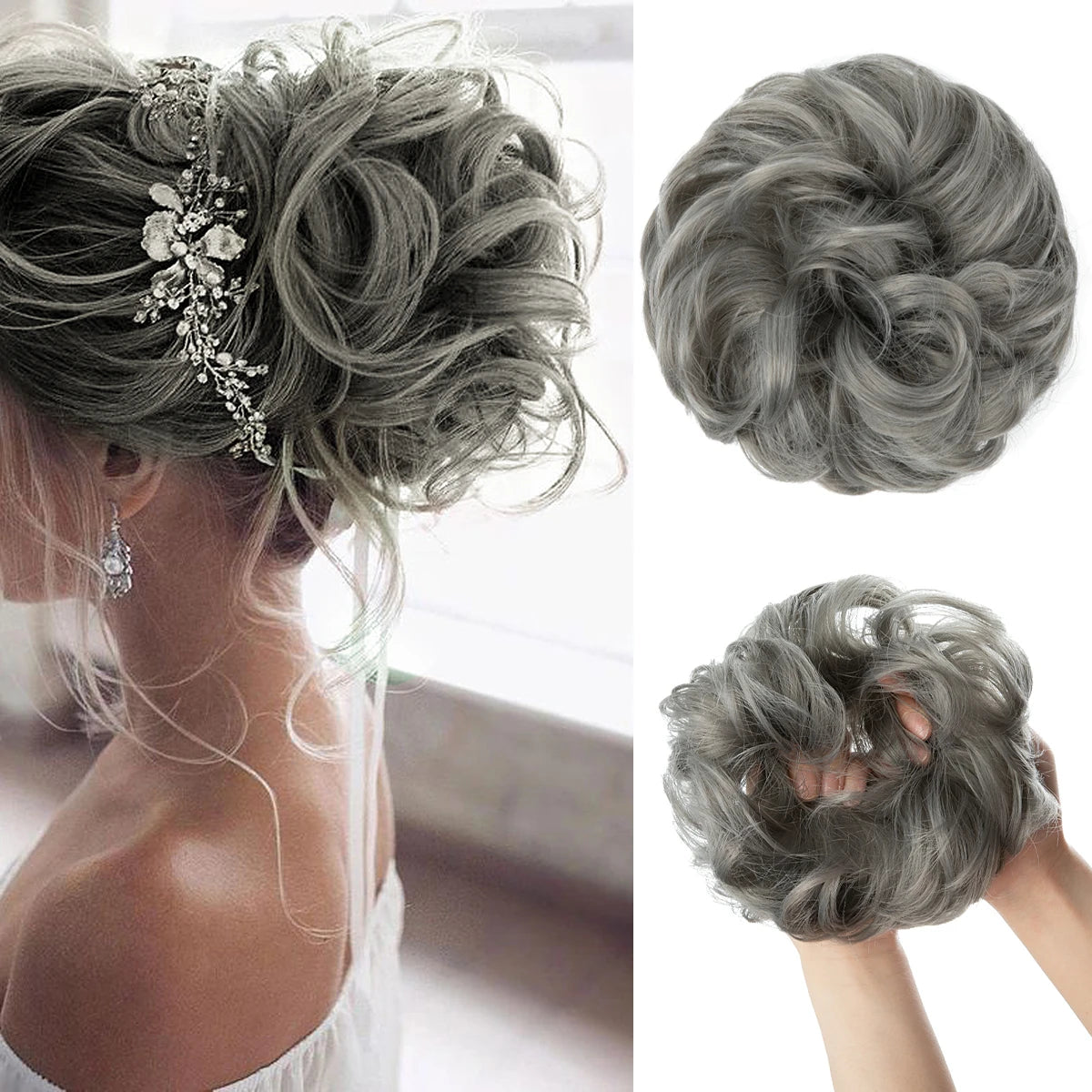 Wholesale Synthetic Hair Bun Extensions Messy Curly Elastic Hair Scrunchies Hairpieces Synthetic Chignon Donut Updo Hair Pieces
