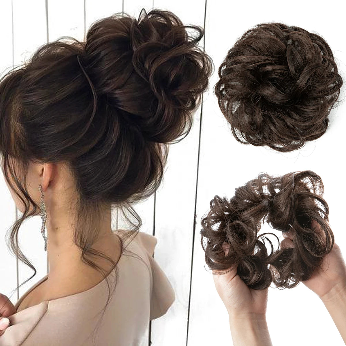 Wholesale Synthetic Hair Bun Extensions Messy Curly Elastic Hair Scrunchies Hairpieces Synthetic Chignon Donut Updo Hair Pieces