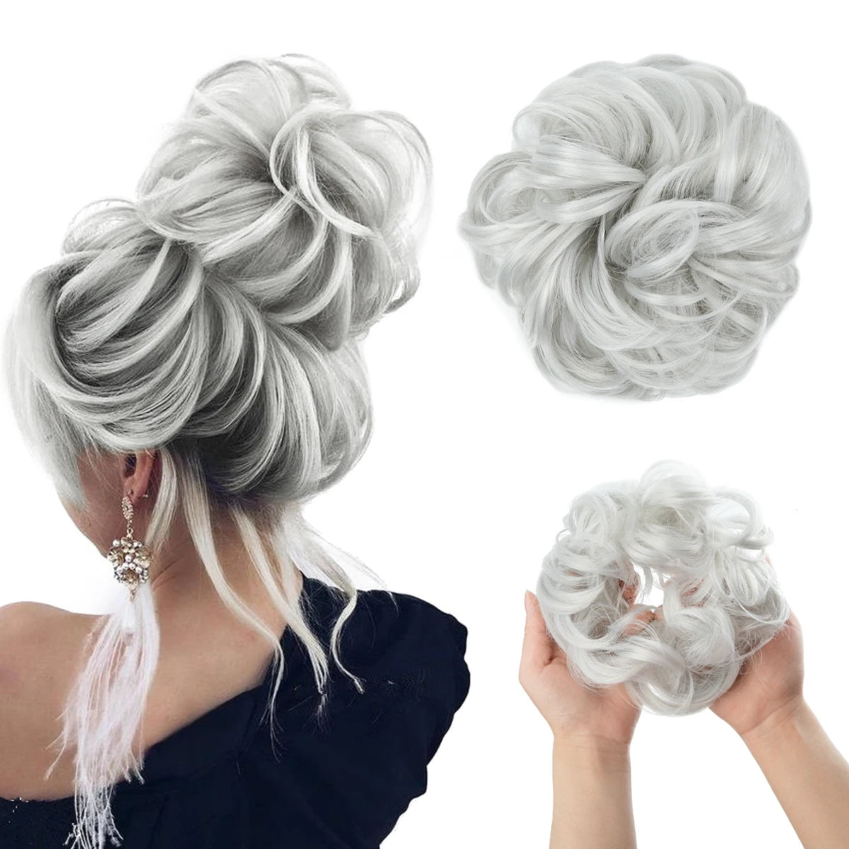 Wholesale Synthetic Hair Bun Extensions Messy Curly Elastic Hair Scrunchies Hairpieces Synthetic Chignon Donut Updo Hair Pieces