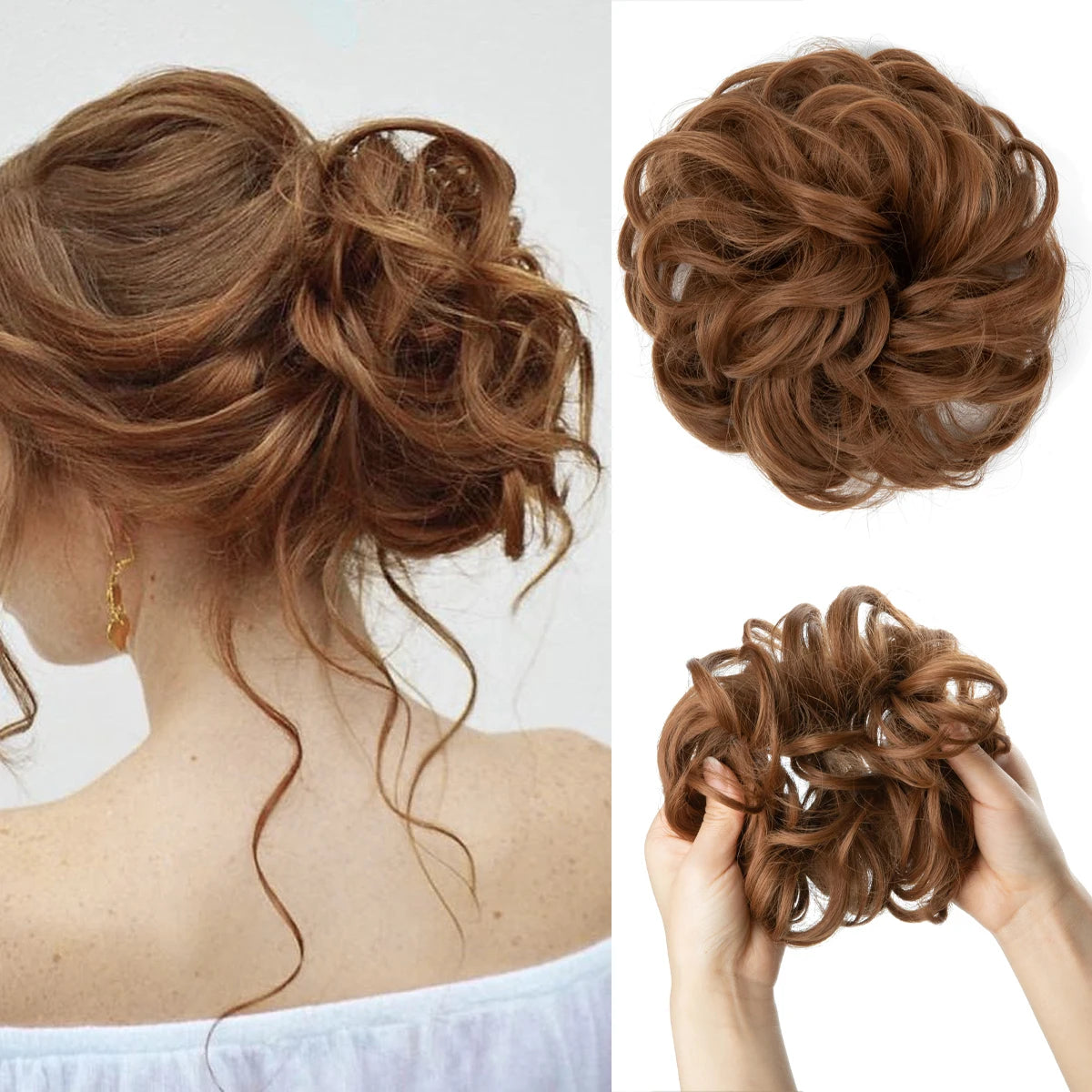 Wholesale Synthetic Hair Bun Extensions Messy Curly Elastic Hair Scrunchies Hairpieces Synthetic Chignon Donut Updo Hair Pieces