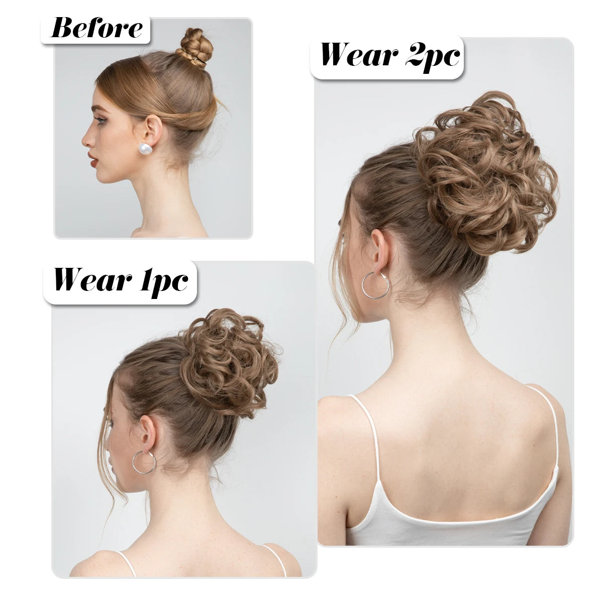 Wholesale Synthetic Hair Bun Extensions Messy Curly Elastic Hair Scrunchies Hairpieces Synthetic Chignon Donut Updo Hair Pieces
