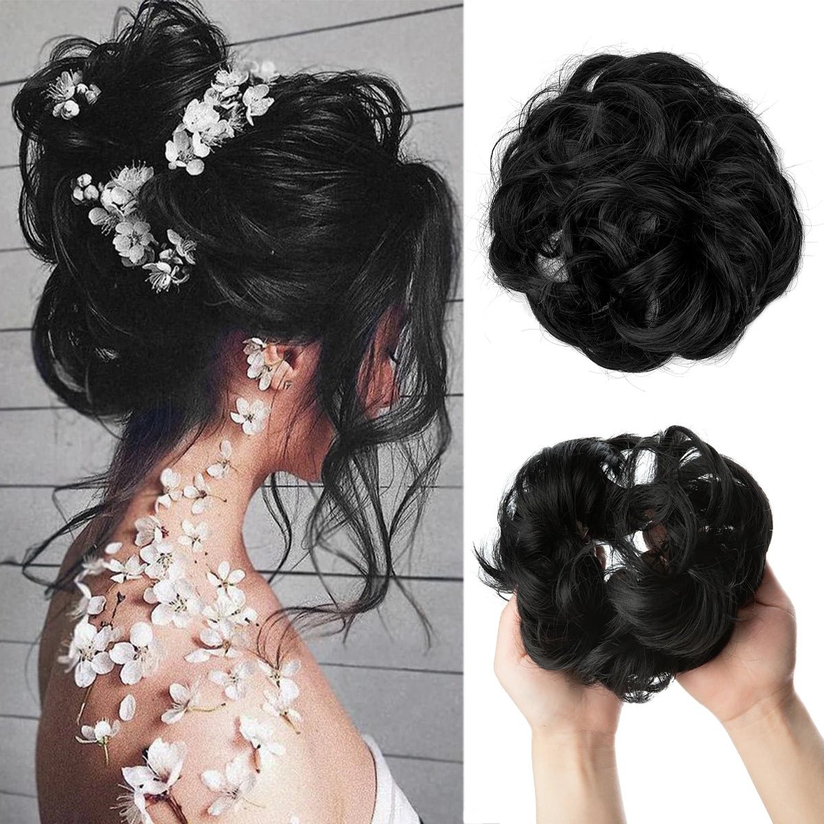 Wholesale Synthetic Hair Bun Extensions Messy Curly Elastic Hair Scrunchies Hairpieces Synthetic Chignon Donut Updo Hair Pieces