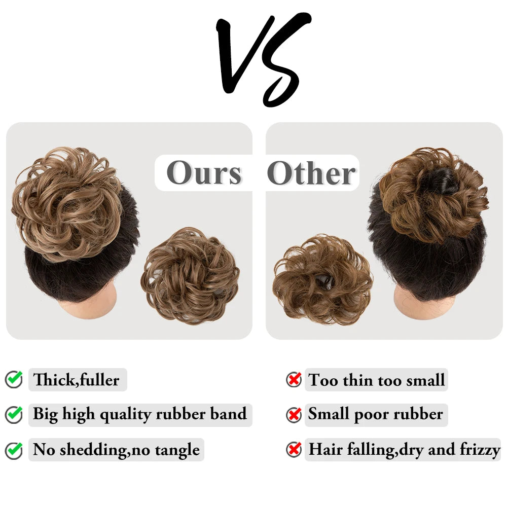 Wholesale Synthetic Hair Bun Extensions Messy Curly Elastic Hair Scrunchies Hairpieces Synthetic Chignon Donut Updo Hair Pieces