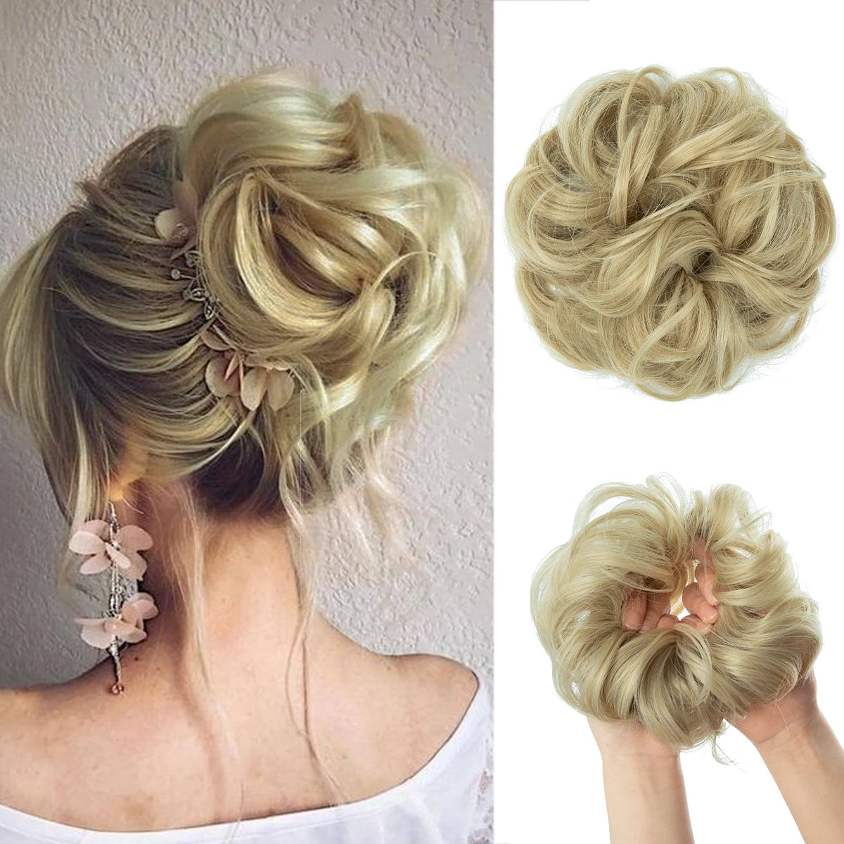 Wholesale Synthetic Hair Bun Extensions Messy Curly Elastic Hair Scrunchies Hairpieces Synthetic Chignon Donut Updo Hair Pieces