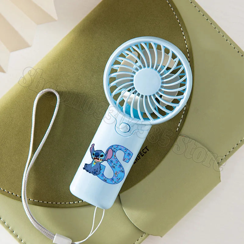 Lilo Stitch Letter A-Z Mini Fan Disney Kawaii Hand Fans Kids Summer Outdoor Portable Cooling Appliances Children Birthday Gift