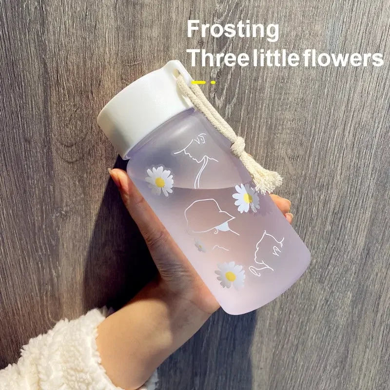 500ml Plastic Transparent Water Bottle BPA Free Portable Outdoor Sports Cup Mug Student with Rope
