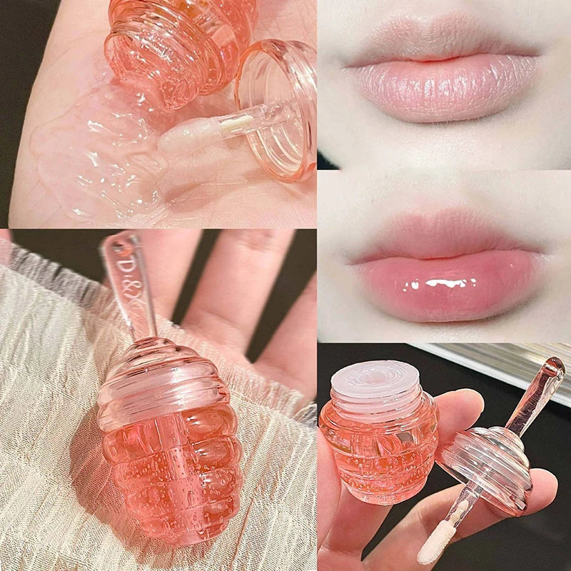 1/2pcs Honey Pot Lip Oil Long Lasting Moisturizing Clear Lip Oil Liquid Lipstick Lip Gloss Makeup Cosmetics