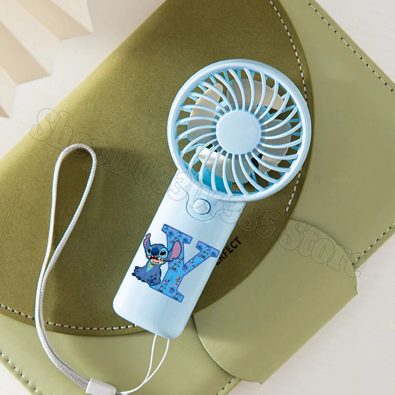 Lilo Stitch Letter A-Z Mini Fan Disney Kawaii Hand Fans Kids Summer Outdoor Portable Cooling Appliances Children Birthday Gift