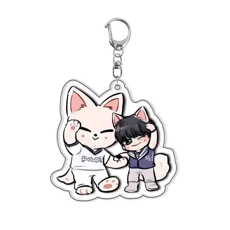 Cute Kpop Acrylic KeyChain Korean Boy Band Cartoon Backpack Pendant Keyring Car Chain Lovely Mobile Phone Accessories Fans Gifts