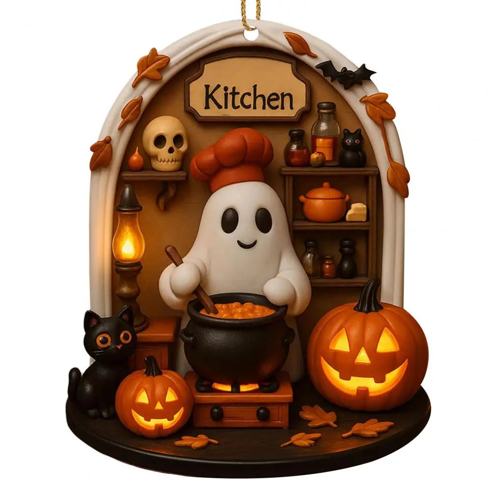 Cute Halloween Decorations Spooky Halloween Ghost Ornaments for Indoor Home Decor Acrylic Ghost-themed Hanging for Reading