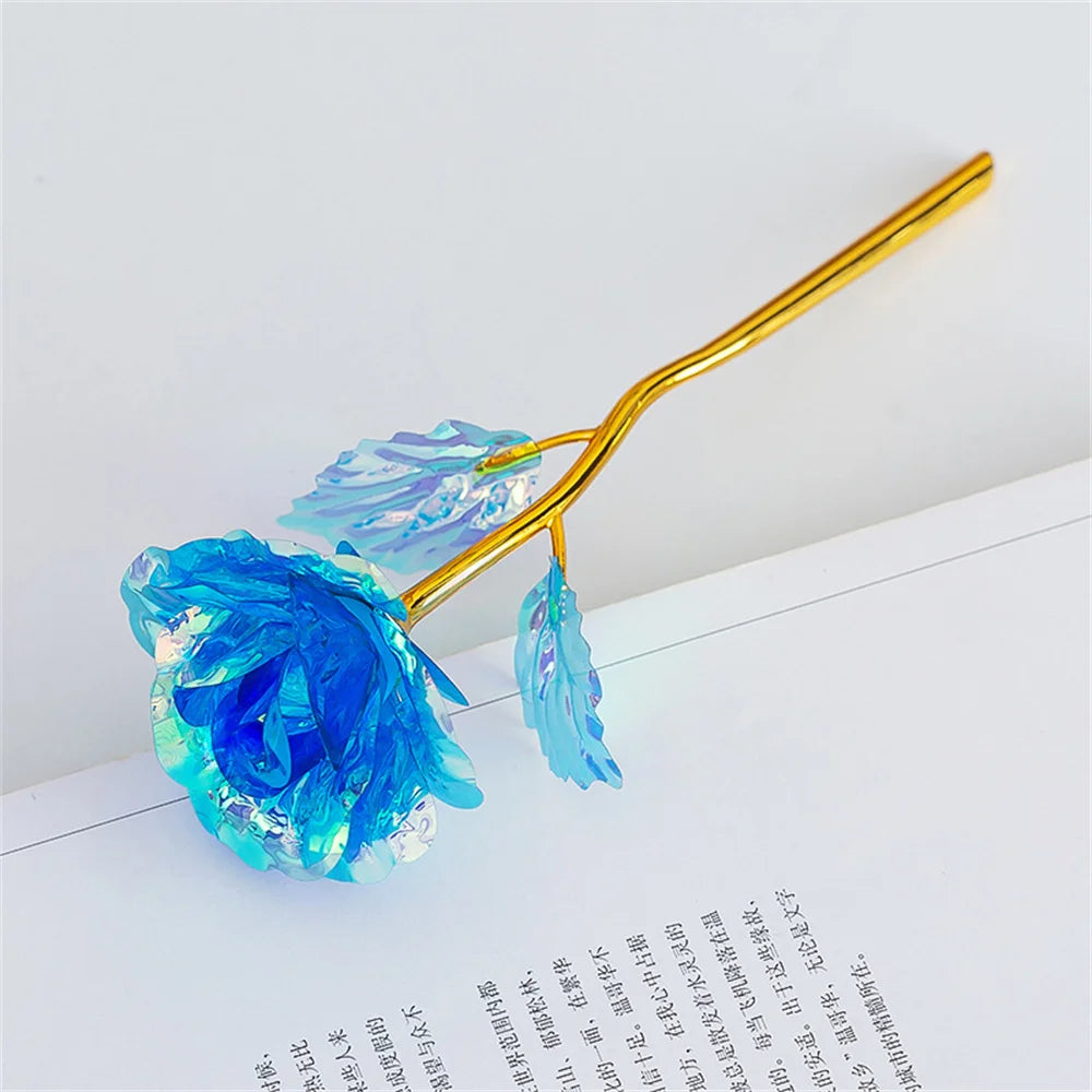 18cm 24k Golden Rose Flower Valentine Day Gift Artificial Roses Foil Rose Flowers Party Wedding Decoration Holiday Present