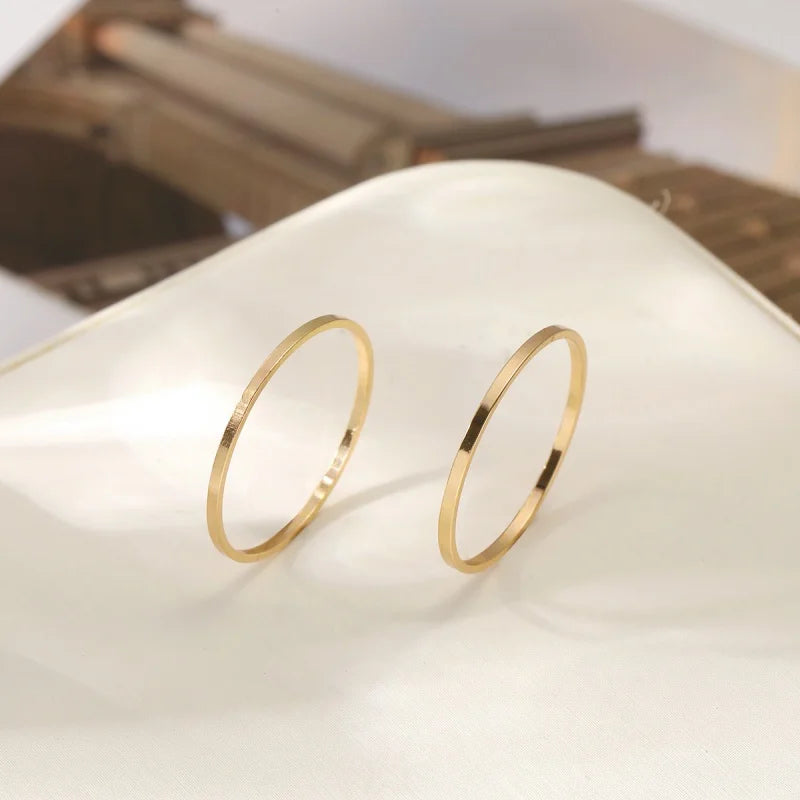 2Pcs Classic Simple Dainty Smooth Woman Thin Ring Top Quality Jewelry For Women Girls Fashion Wedding Party Jewelry Gift