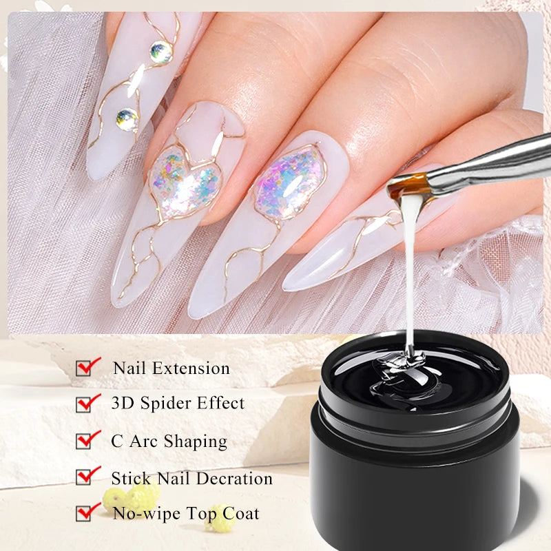 MTSSII 8ml 5 IN 1 No-wipe Top Coat Reinforcement Gel Nail Polish Efficient Function Adhesive Water Nail Art Gel DIY Design