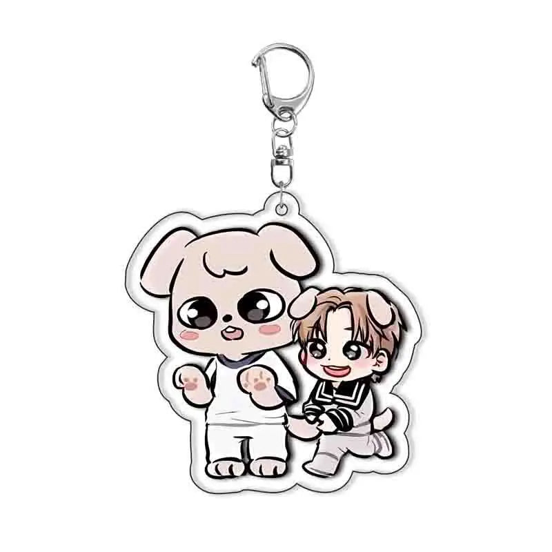 Cute Kpop Acrylic KeyChain Korean Boy Band Cartoon Backpack Pendant Keyring Car Chain Lovely Mobile Phone Accessories Fans Gifts