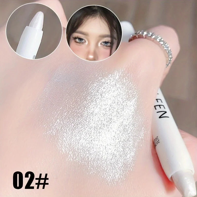 1PC Glitter Highlighter Pen Pearlescent Matte White Silvery Brighten Eyeshadow Stick Shiny Eye Face Makeup