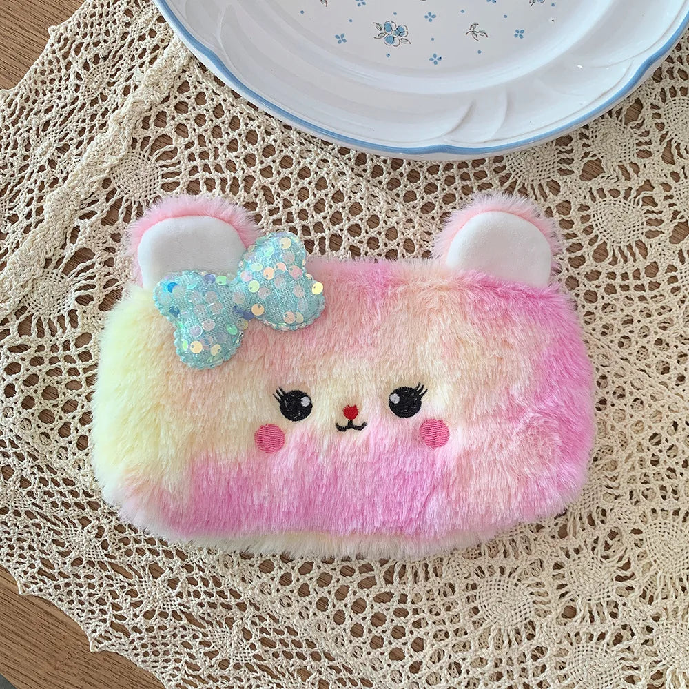 Cute Cat Pencil Case Plush Pencil Cases For Girls Trousse Scolaire Soft School Supplies Estuche Escolar Stationery Pencil Pouch