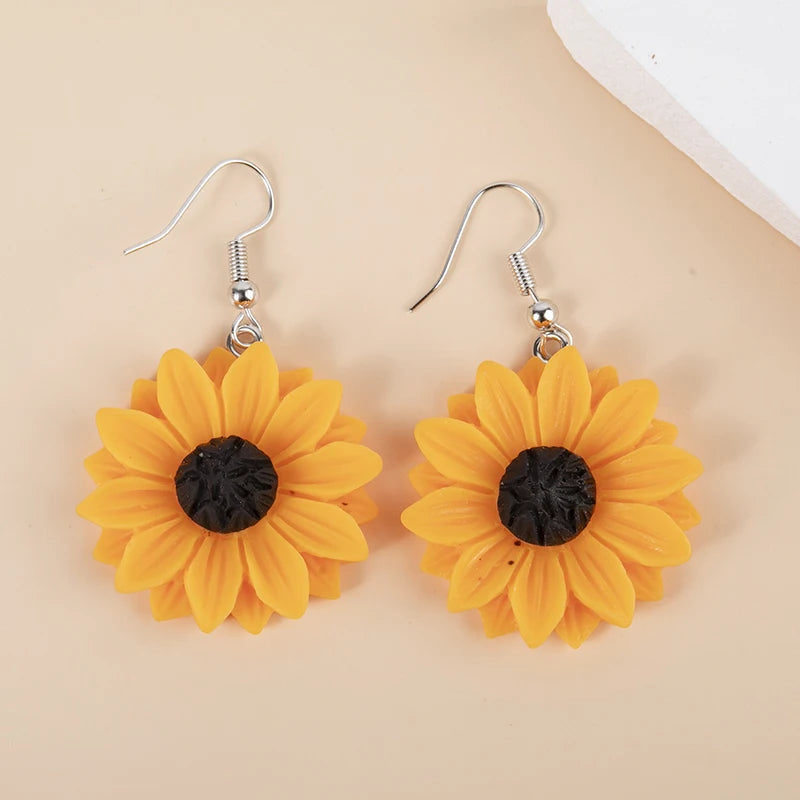 1pair Resin Daisy Chrysanthemum SunFlower Drop Earrings Multi-szie DangleEarrings Pendant For DIY Jewelry Gifts