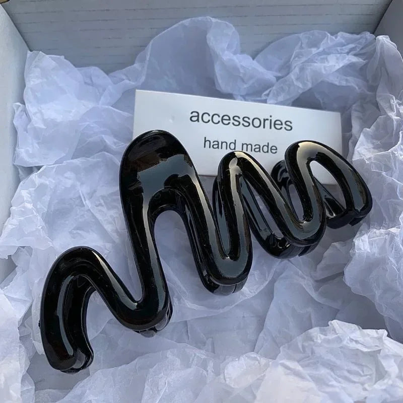 Colorful Jelly Wave Hair Claw Hairpin Girls Fashion Temperament Women's Korean Sweet Simple Irregular Elegant Headwear Gifts