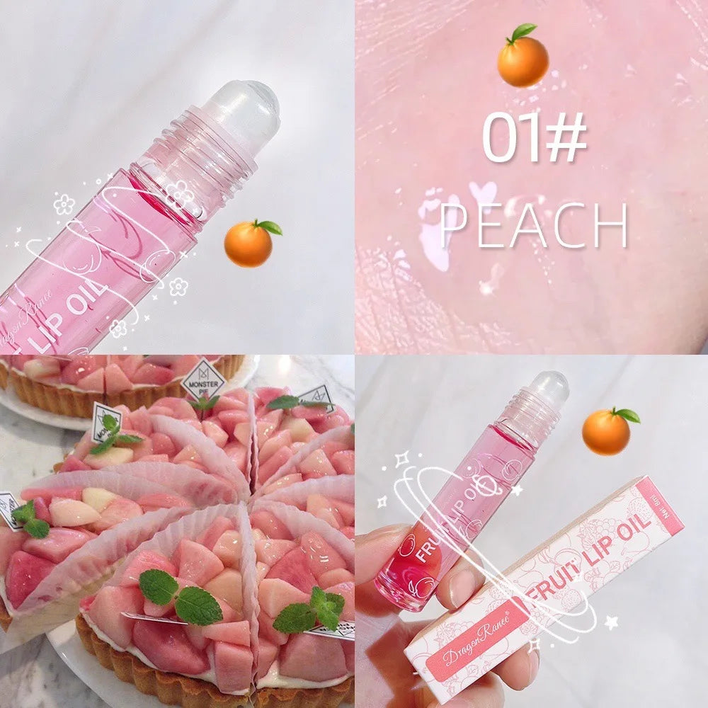 1Pcs Fresh Fruit Roll-On Lip Balm Moisturizing Clear Transparent Lip Oil Long Lasting Hydrating Lip Gloss Woman Makeup Cosmetics