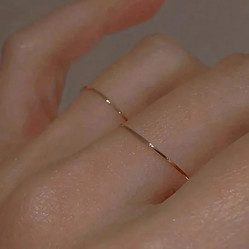 2Pcs Classic Simple Dainty Smooth Woman Thin Ring Top Quality Jewelry For Women Girls Fashion Wedding Party Jewelry Gift
