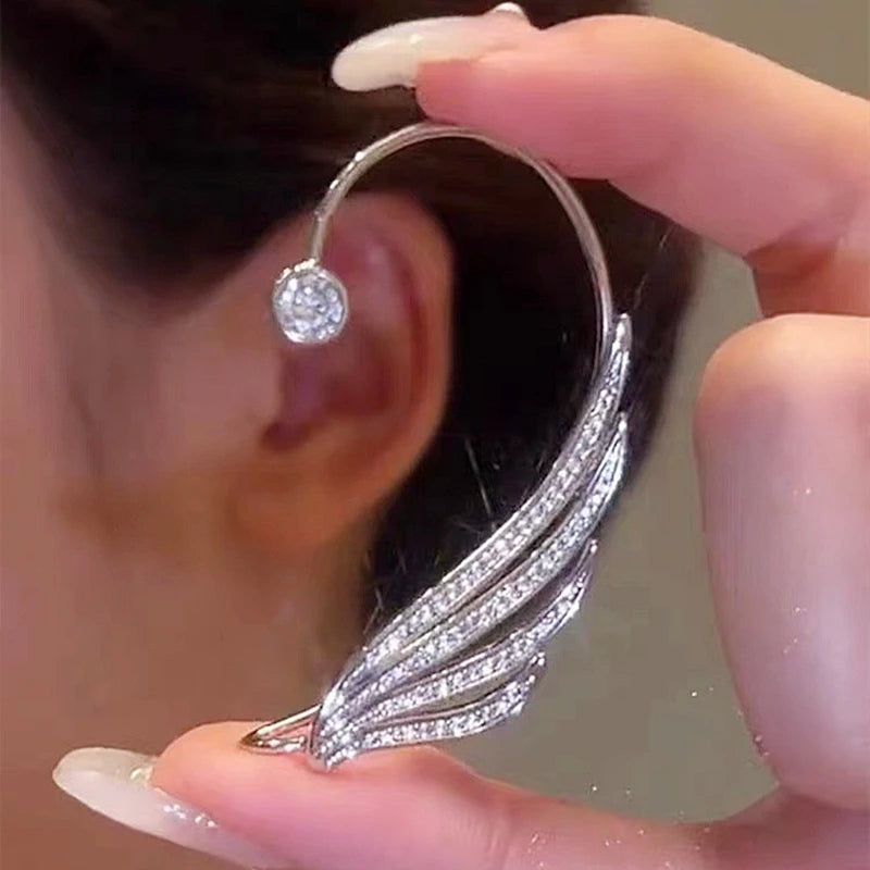 Sparkling Zirconia Ear Cuff Cilp Earrings Crystal Rhinestone Butterfly Ear Clips Without Piercing For Women Wedding Jewelry Gift