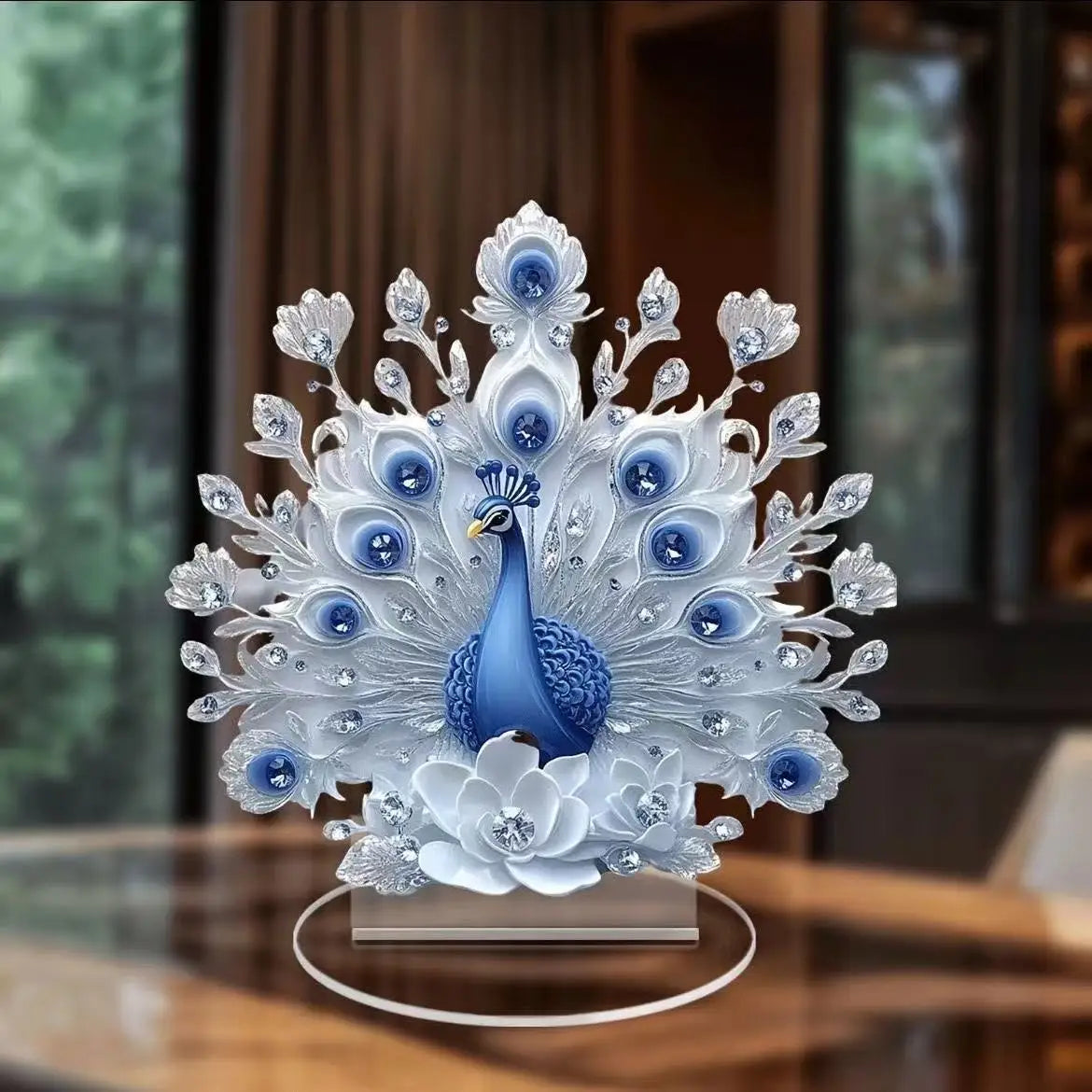 White Study Decor Peacock Figure Peacock Decor For Office Housewarming Gift Study