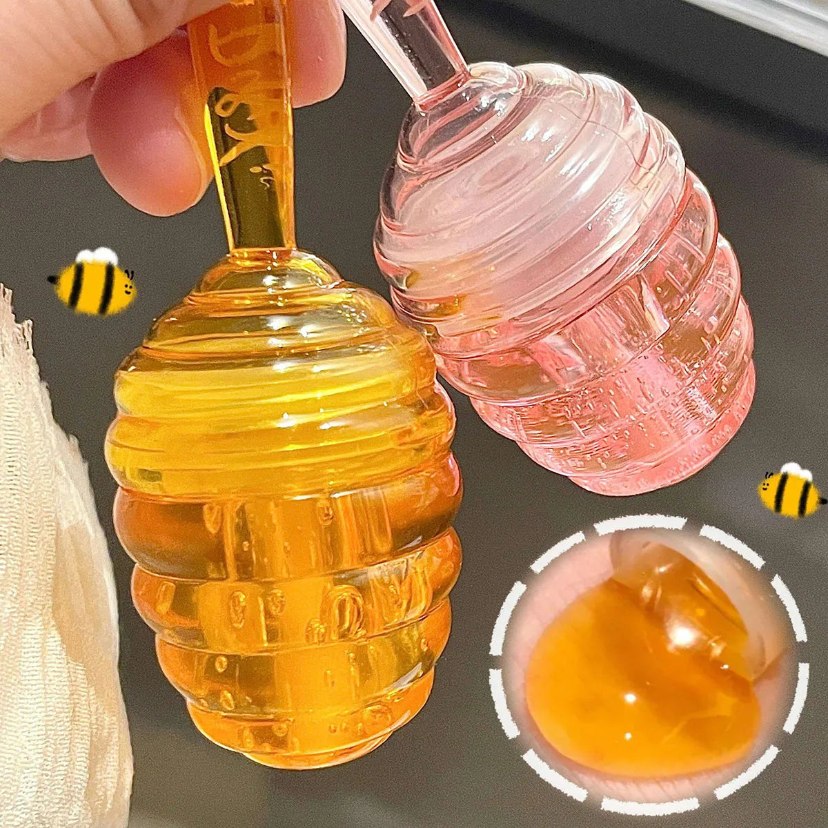 1/2pcs Honey Pot Lip Oil Long Lasting Moisturizing Clear Lip Oil Liquid Lipstick Lip Gloss Makeup Cosmetics