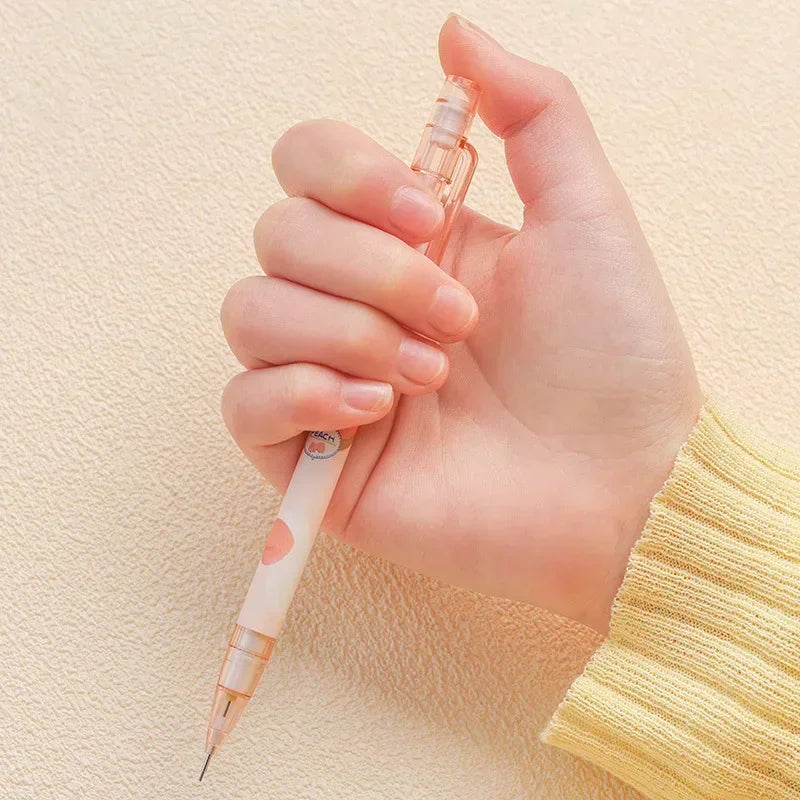 HEYEJET 1 Pieces 0.5mm Honey Peach Cute Press Automatic Mechanical Pencil School Office Supplies Student Stationery Gift Refill