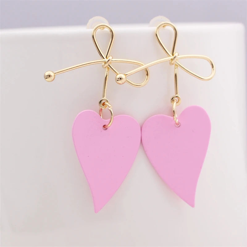 Sweet Pink Flower Women's Earrings Double-layers Hollow Floral Pendants Hanging Earrings for Female Korean New Fashion Jewelry