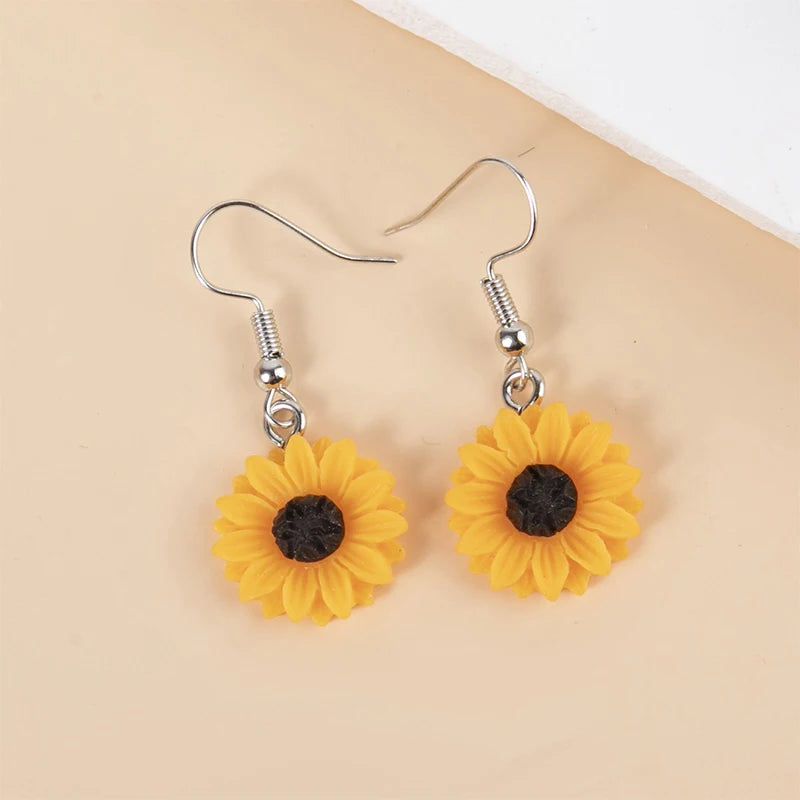 1pair Resin Daisy Chrysanthemum SunFlower Drop Earrings Multi-szie DangleEarrings Pendant For DIY Jewelry Gifts