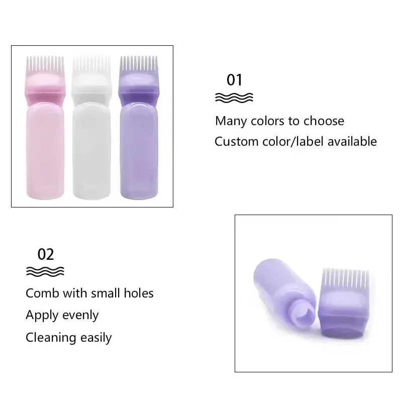3 Colors Hair Dye Applicator Brush Bottles Dyeing Shampoo Bottle Oil Comb Hair Dye Bottle Applicator Hair Salon Styling Tool