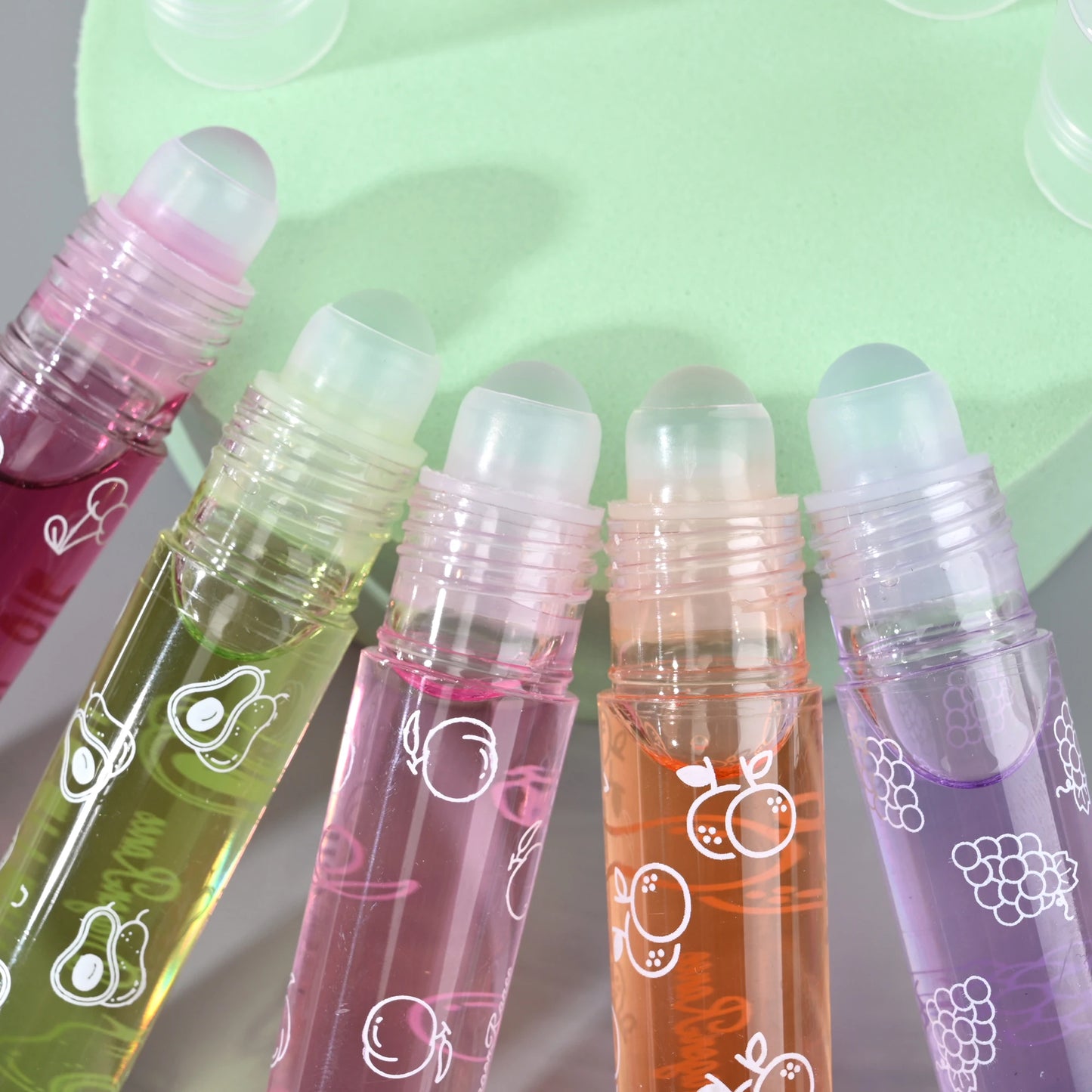 1Pcs Fresh Fruit Roll-On Lip Balm Moisturizing Clear Transparent Lip Oil Long Lasting Hydrating Lip Gloss Woman Makeup Cosmetics