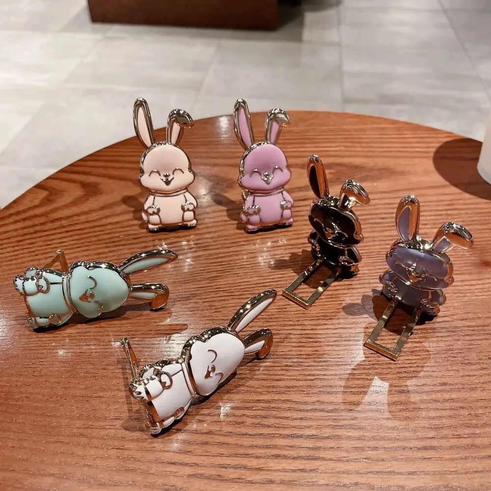 Bunny Finger Ring Holder Mobile Phone Mini Pull Rod Foldable Phone Finger Ring Holder Lazy Phone Back Sticker Pad Phone Kickstan