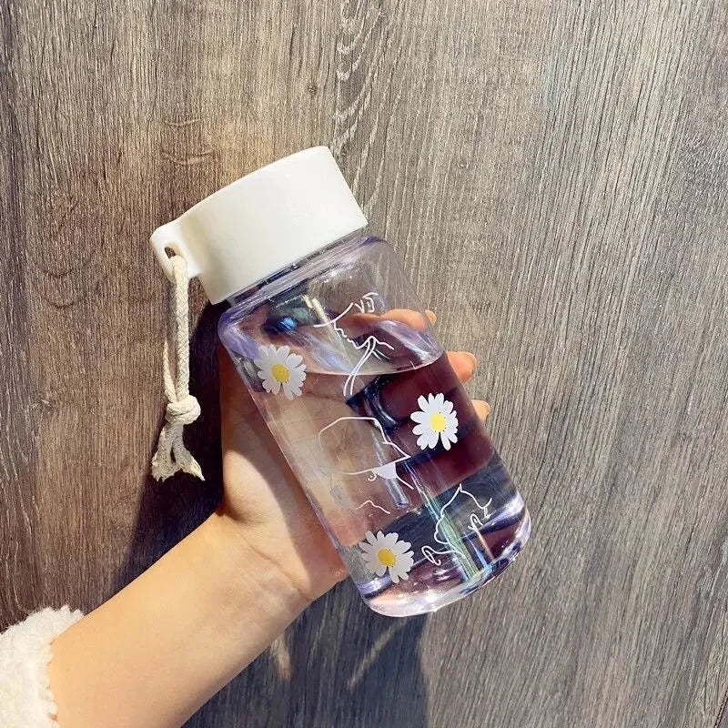 500ml Plastic Transparent Water Bottle BPA Free Portable Outdoor Sports Cup Mug Student with Rope
