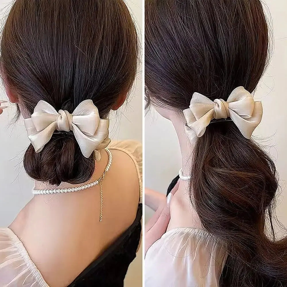 Back Head Hair Clamp Elegant Pastoral Style Bow Grab Clip Hair Accessories Hair Clip Women Girls