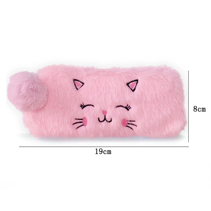 Cute Cat Pencil Case Plush Pencil Cases For Girls Trousse Scolaire Soft School Supplies Estuche Escolar Stationery Pencil Pouch